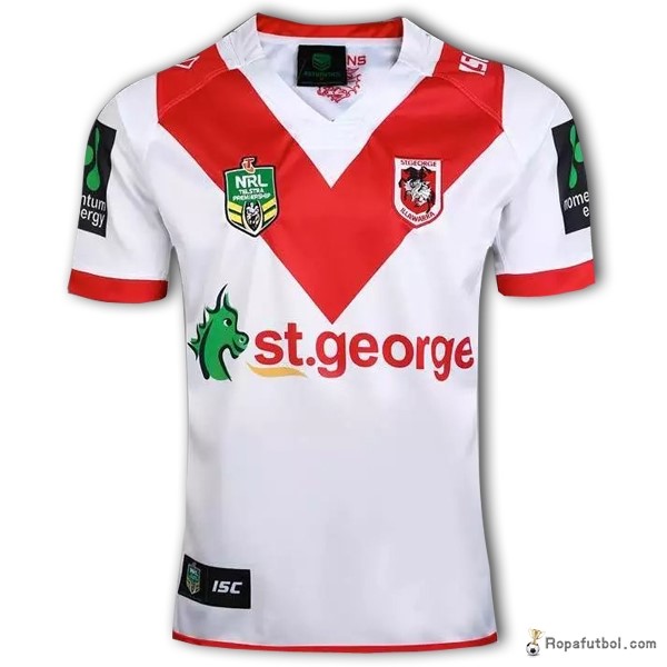 Camiseta Rugby St. George Illawarra Dragons NRL Replica Primera Ropa 2016/17 Blanco Rojo